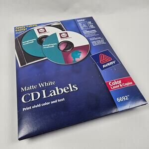 Set of 6 Avery Matte White CD/DVD Labels, Model 6692, Ct 30 Labels